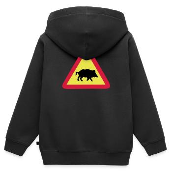schild wildsau - Kinder Premium Organic Zip Hoodie - Schwarz - Hinten - AI Model Kid Male (0cm)