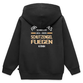 Schneller als dein Schutzengel - Kinder Premium Organic Zip Hoodie - Schwarz - Hinten - AI Model Kid Male (0cm)