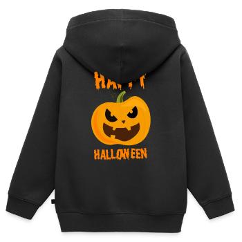 Kürbis - Kinder Premium Organic Zip Hoodie - Schwarz - Hinten - AI Model Kid Male (0cm)