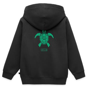 Klimaschutz gegen Plastik im Meer - Kinder Premium Organic Zip Hoodie - Schwarz - Hinten - AI Model Kid Male (0cm)