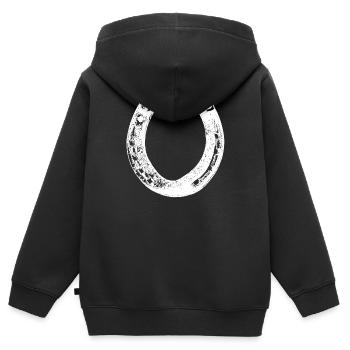 fer à cheval - Sweat Premium à capuche zippé enfant bio - noir - Dos - AI Model Kid Male (0cm)