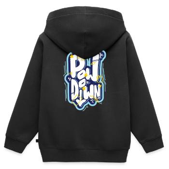 Pow Down - Kids Premium Organic Zip-up Hoodie - black - Back - AI Model Kid Male (0cm)