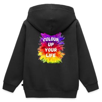 Colour Up Your Life - Kinder Premium Organic Zip Hoodie - Schwarz - Hinten - AI Model Kid Male (0cm)