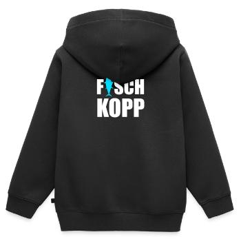 poisson, pêcher, pêcher, pêcher, pêcher, pêcher - Sweat Premium à capuche zippé enfant bio - noir - Dos - AI Model Kid Male (0cm)