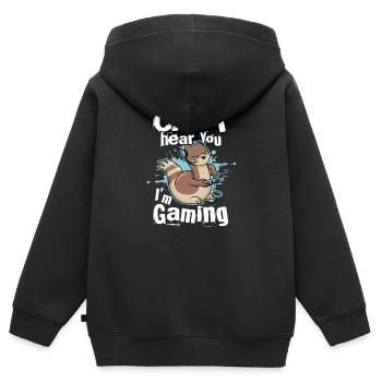 Je ne t'entends pas, je joue - Funny Gamer - Sweat Premium à capuche zippé enfant bio - noir - Dos - AI Model Kid Male (0cm)