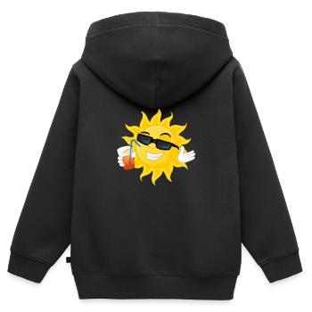 Soleil - Sweat Premium à capuche zippé enfant bio - noir - Dos - AI Model Kid Male (0cm)