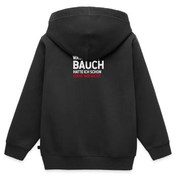 Waschbrettbauch Muskeln Sport körper lustig witz - Kinder Premium Organic Zip Hoodie - Schwarz - Hinten - AI Model Kid Male (0cm)