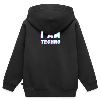 Techno Rave Trance Bass House music Geschenk - Kinder Premium Organic Zip Hoodie - Schwarz - Hinten - AI Model Kid Male (0cm)