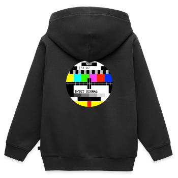 kein Signal - Kinder Premium Organic Zip Hoodie - Schwarz - Hinten - AI Model Kid Male (0cm)