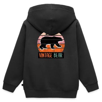 Papa Vintage Bär, Papa Bär - Kinder Premium Organic Zip Hoodie - Schwarz - Hinten - AI Model Kid Male (0cm)