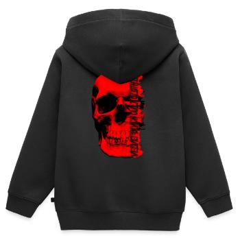 Crâne rouge - Velvet Black Cult Clothing - Sweat Premium à capuche zippé enfant bio - noir - Dos - AI Model Kid Male (0cm)