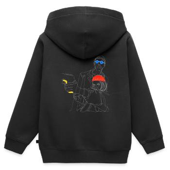 Leon et Mathilda - Sweat Premium à capuche zippé enfant bio - noir - Dos - AI Model Kid Male (0cm)