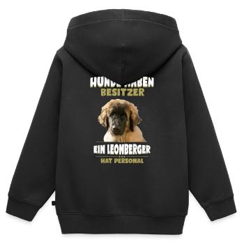 Leonberger Tshirt - Leonberger Hund Shirt - Kinder Premium Organic Zip Hoodie - Schwarz - Hinten - AI Model Kid Male (0cm)