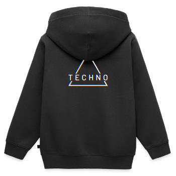 Techno - Kids Premium Organic Zip-up Hoodie - black - Back - AI Model Kid Male (0cm)