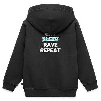 Rave - Kinder Premium Organic Zip Hoodie - Schwarz - Hinten - AI Model Kid Male (0cm)