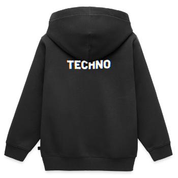 Techno - Sweat Premium à capuche zippé enfant bio - noir - Dos - AI Model Kid Male (0cm)