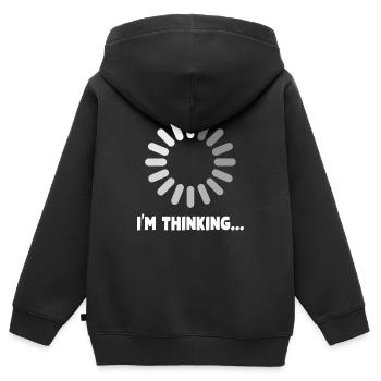 I’M THINKING Please Wait Loading - Sweat Premium à capuche zippé enfant bio - noir - Dos - AI Model Kid Male (0cm)