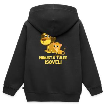Je vais être un grand frère lion futur cadeau leo - Sweat Premium à capuche zippé enfant bio - noir - Dos - AI Model Kid Male (0cm)