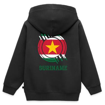Suriname Runder Schild Landesfarben - Kinder Premium Organic Zip Hoodie - Schwarz - Hinten - AI Model Kid Male (0cm)