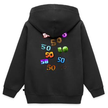 50e anniversaire, 50e anniversaire, 50e anniversaire - Sweat Premium à capuche zippé enfant bio - noir - Dos - AI Model Kid Male (0cm)