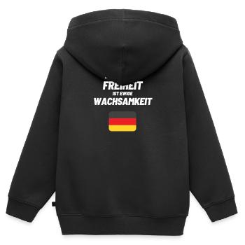 Freiheit Demokratie Grundgesetz Widerstand Meinung - Kinder Premium Organic Zip Hoodie - Schwarz - Hinten - AI Model Kid Male (0cm)