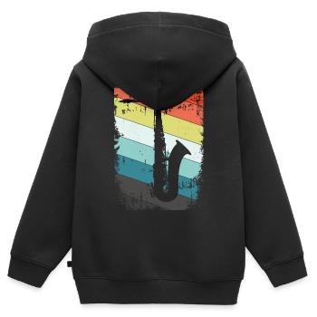 Saxofon Saxophon - Kinder Premium Organic Zip Hoodie - Schwarz - Hinten - AI Model Kid Male (0cm)