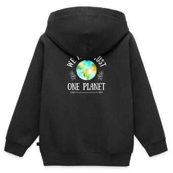 Klimawandel Umwelt Natur nachhaltig plastik öko - Kinder Premium Organic Zip Hoodie - Schwarz - Hinten - AI Model Kid Male (0cm)