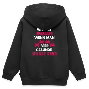 Reifen weiß rot - Kinder Premium Organic Zip Hoodie - Schwarz - Hinten - AI Model Kid Male (0cm)