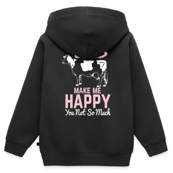 Cows Make Me Happy You Not So Much Bauer Landwirt - Kinder Premium Organic Zip Hoodie - Schwarz - Hinten - AI Model Kid Male (0cm)