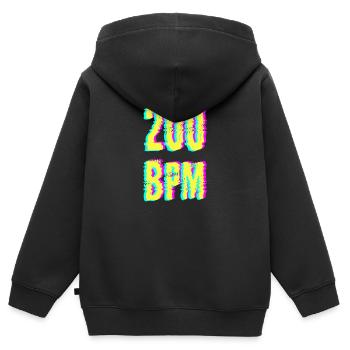 techno rave bpm dj festival electro hardstyle - Sweat Premium à capuche zippé enfant bio - noir - Dos - AI Model Kid Male (0cm)