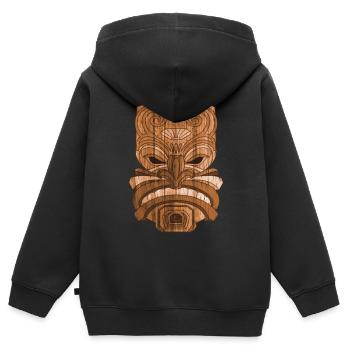 Tiki Mask Tiki Bar Hawaii Somme - Sweat Premium à capuche zippé enfant bio - noir - Dos - AI Model Kid Male (0cm)