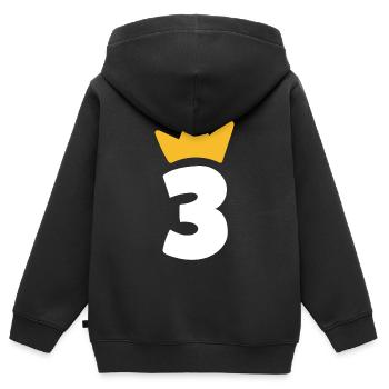 Drei Krone 3 Jahre Kinder Geburtstag - Kinder Premium Organic Zip Hoodie - Schwarz - Hinten - AI Model Kid Male (0cm)