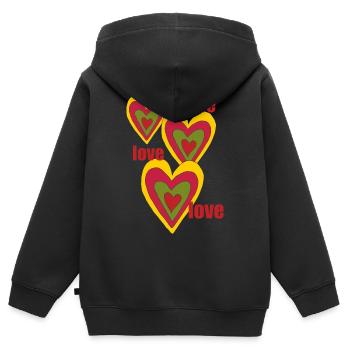 cœurs amour amour amour amour amour - Sweat Premium à capuche zippé enfant bio - noir - Dos - AI Model Kid Male (0cm)