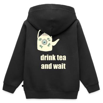 drink tea teekanne - Kinder Premium Organic Zip Hoodie - Schwarz - Hinten - AI Model Kid Male (0cm)