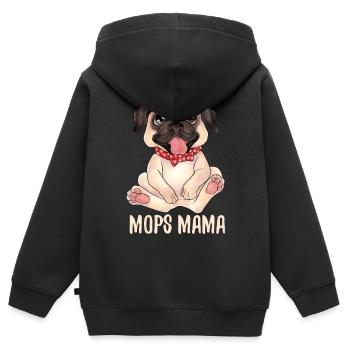 Mops Pug Mama - Geschenkidee für Hundeliebhaber - Kinder Premium Organic Zip Hoodie - Schwarz - Hinten - AI Model Kid Male (0cm)