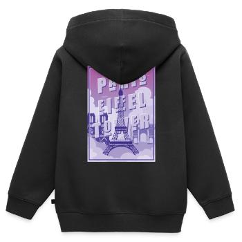 Paris Eiffelturm Andenken Frankreich Souvenir - Kinder Premium Organic Zip Hoodie - Schwarz - Hinten - AI Model Kid Male (0cm)