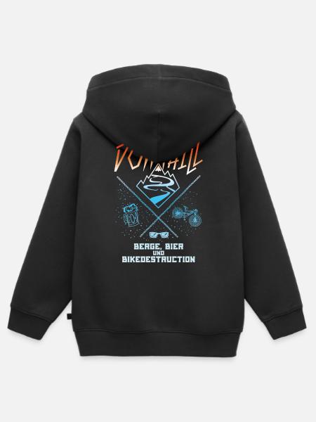 downhill - Kinder Premium Organic Zip Hoodie - Schwarz