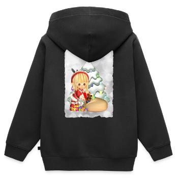 Cadeaux Elfe - Sweat Premium à capuche zippé enfant bio - noir - Dos - AI Model Kid Male (0cm)