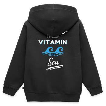 J’ai besoin de vitamine mer - Sweat Premium à capuche zippé enfant bio - noir - Dos - AI Model Kid Male (0cm)