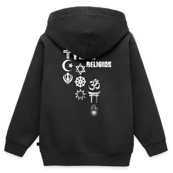 Freedom is our Religion 2022,freiheit,religion - Kinder Premium Organic Zip Hoodie - Schwarz - Hinten - AI Model Kid Male (0cm)
