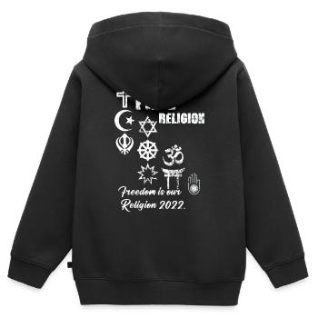 freiheit,religion,freedom is our religion,Symbole - Kinder Premium Organic Zip Hoodie - Schwarz - Hinten - AI Model Kid Male (0cm)