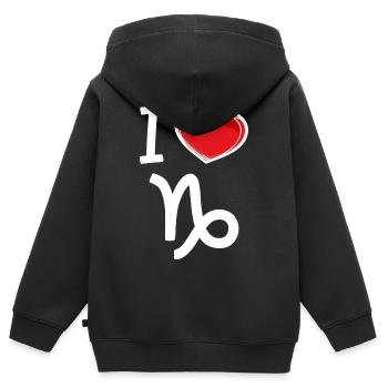 Horoscope Marées Capricorne Déclaration du cœur - Sweat Premium à capuche zippé enfant bio - noir - Dos - AI Model Kid Male (0cm)