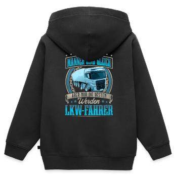 LKW Fahrer - Kinder Premium Organic Zip Hoodie - Schwarz - Hinten - AI Model Kid Male (0cm)