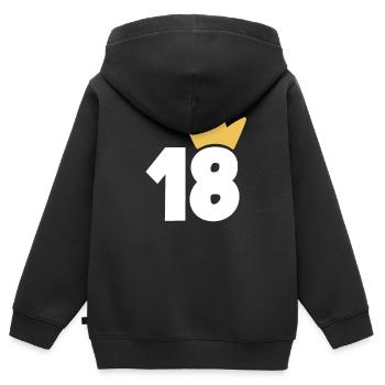 18 Krone Nummer 18 - Kinder Premium Organic Zip Hoodie - Schwarz - Hinten - AI Model Kid Male (0cm)