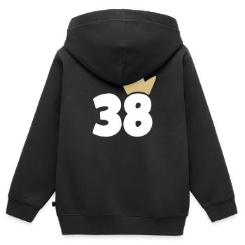 38 Krone Nummer 38 - Kinder Premium Organic Zip Hoodie - Schwarz - Hinten - AI Model Kid Male (0cm)