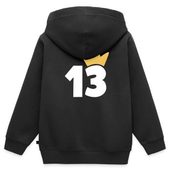 13 Krone Nummer 13 - Kinder Premium Organic Zip Hoodie - Schwarz - Hinten - AI Model Kid Male (0cm)