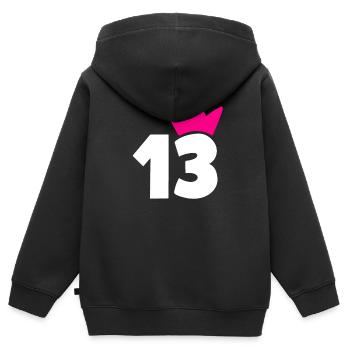 13 Krone Girl 13 - Kinder Premium Organic Zip Hoodie - Schwarz - Hinten - AI Model Kid Male (0cm)