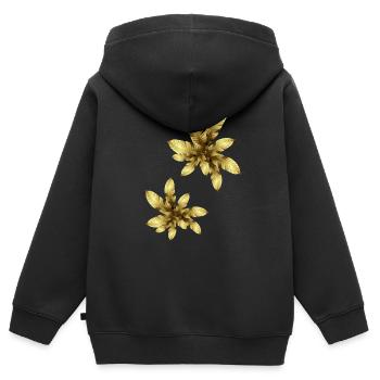 goldene blätter,gold,herbst,herbstblätter,golden - Kinder Premium Organic Zip Hoodie - Schwarz - Hinten - AI Model Kid Male (0cm)