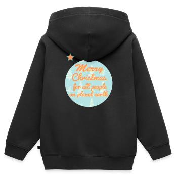 Christmas greetings for global celebrations - Kids Premium Organic Zip-up Hoodie - black - Back - AI Model Kid Male (0cm)