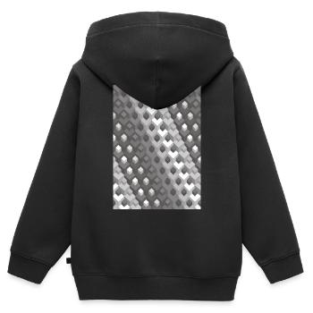 Graustufen Farbverlauf Rechtswendung - Kinder Premium Organic Zip Hoodie - Schwarz - Hinten - AI Model Kid Male (0cm)